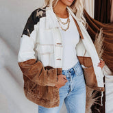 Lizakosht Jackets For Women  Denim Corduroy Camouflage Stitching Jacket Turn-dowm Lapel Vintage Cowgirl jackets coats chaqueta mujer